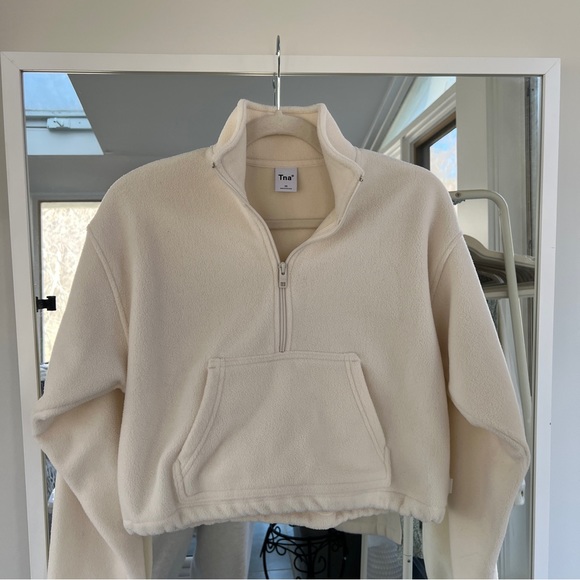 Aritzia Tna Polar Half Zip Sweater Whisper White - Picture 2 of 15